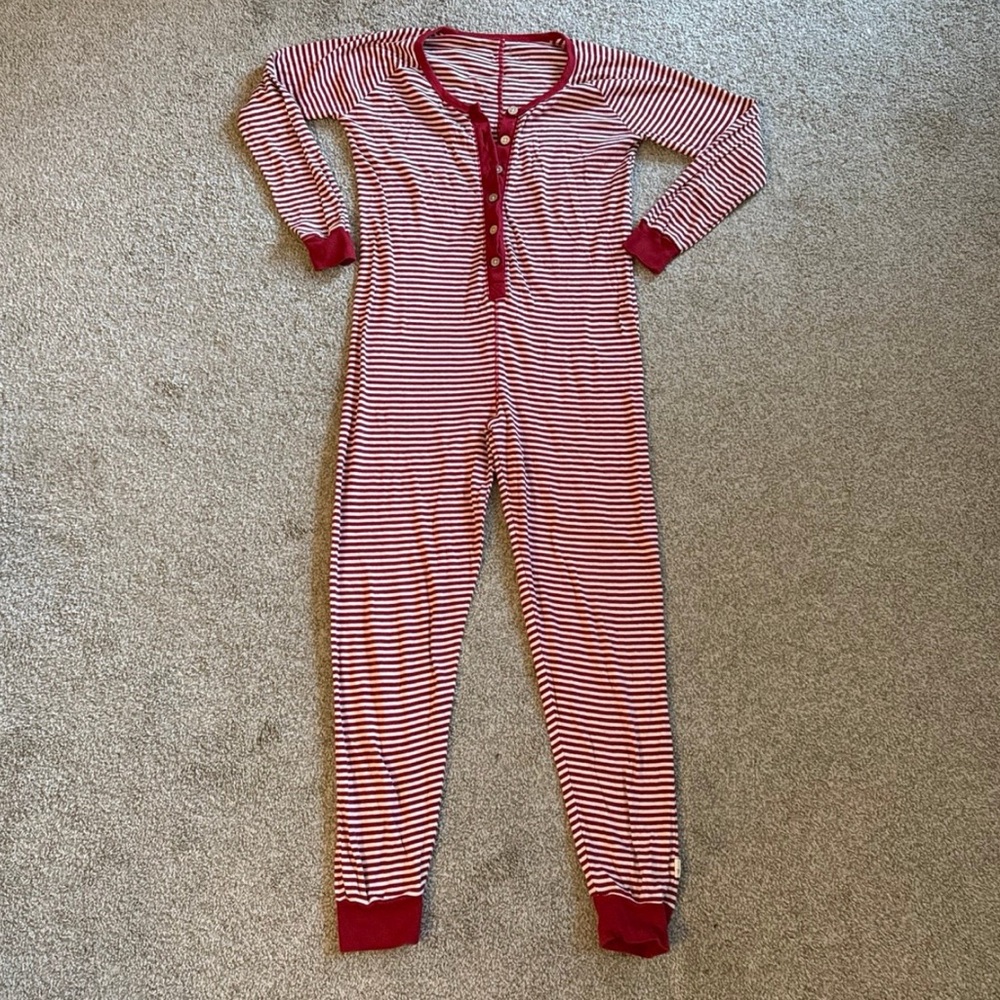 Burt’s Bees - Red & Cream Stripe Onesie - Organic Cotton - Women’s Small